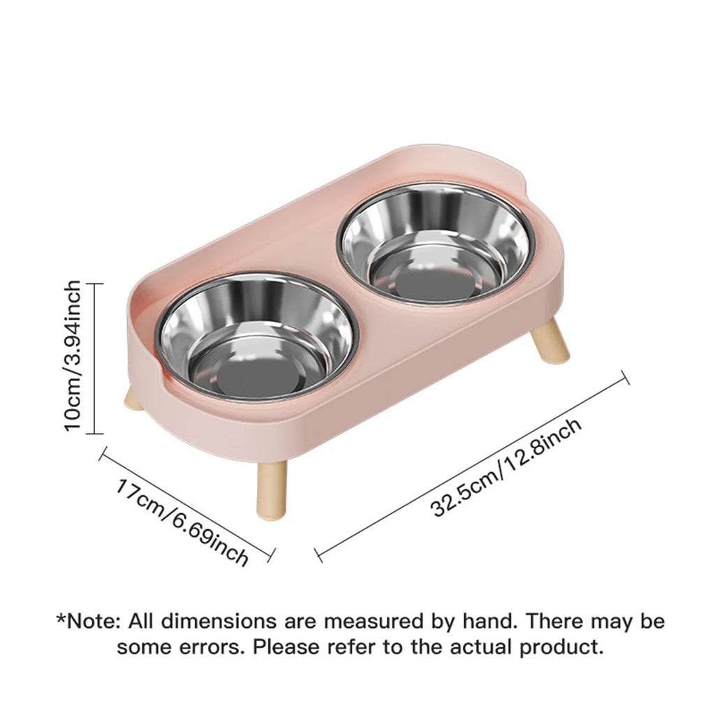 A Colorful Dopamine Pet Double Bowl Fashion Feeding Large Capacity Stainless Steel Dog Bowl Drinking Water Neck Cat Double Bowl