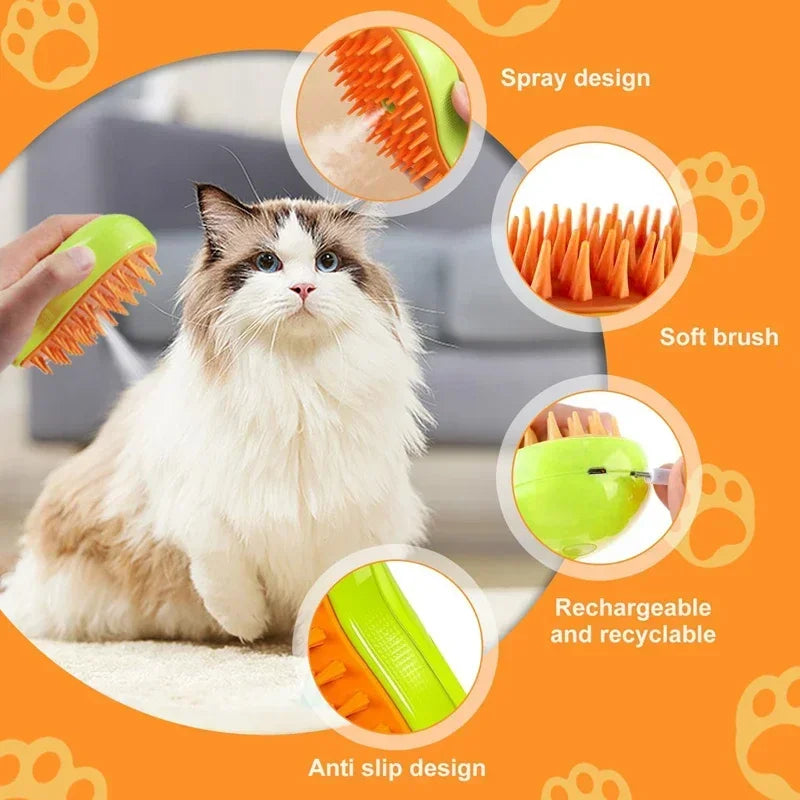 3 in 1 Pet Brush Cat Steam Brush Comb Dog Brush Electric Spray Cat Hair Brushes Massage Pet Grooming Hair Removal Combs