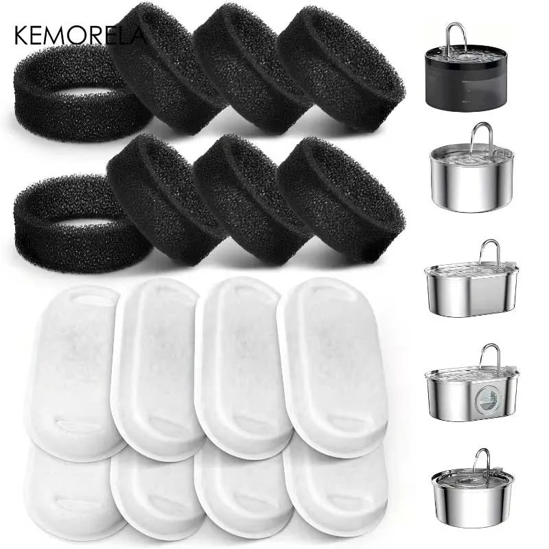 8PCS Cat Water Fountain Replacement Filters - for Clean Drinking Water - Fits Multiple Models Ideal for Small Animals Dispenser