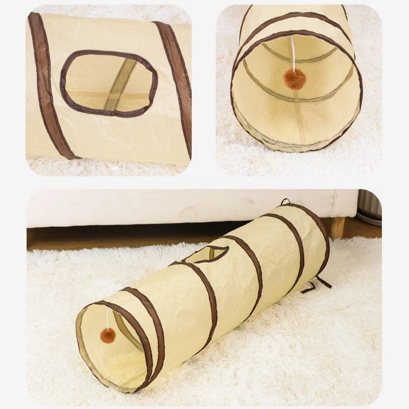Foldable Easy-to-Store All-in-One Cat Play Tunnel - Striped Interactive Toy for Fun and Exploration Kitten Toy Cat Play Tunnels