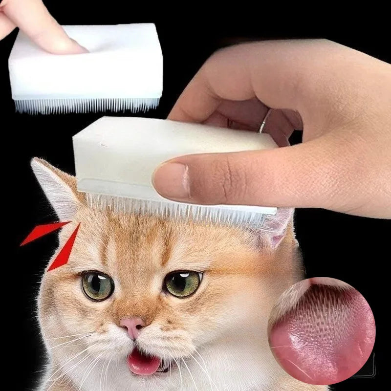 Cat Massage Brush Tongue Sensory Cleaning Brush Soft Cat and Dog Tongue Coating Brush Double-sided Sponge Cat Tongue Comb