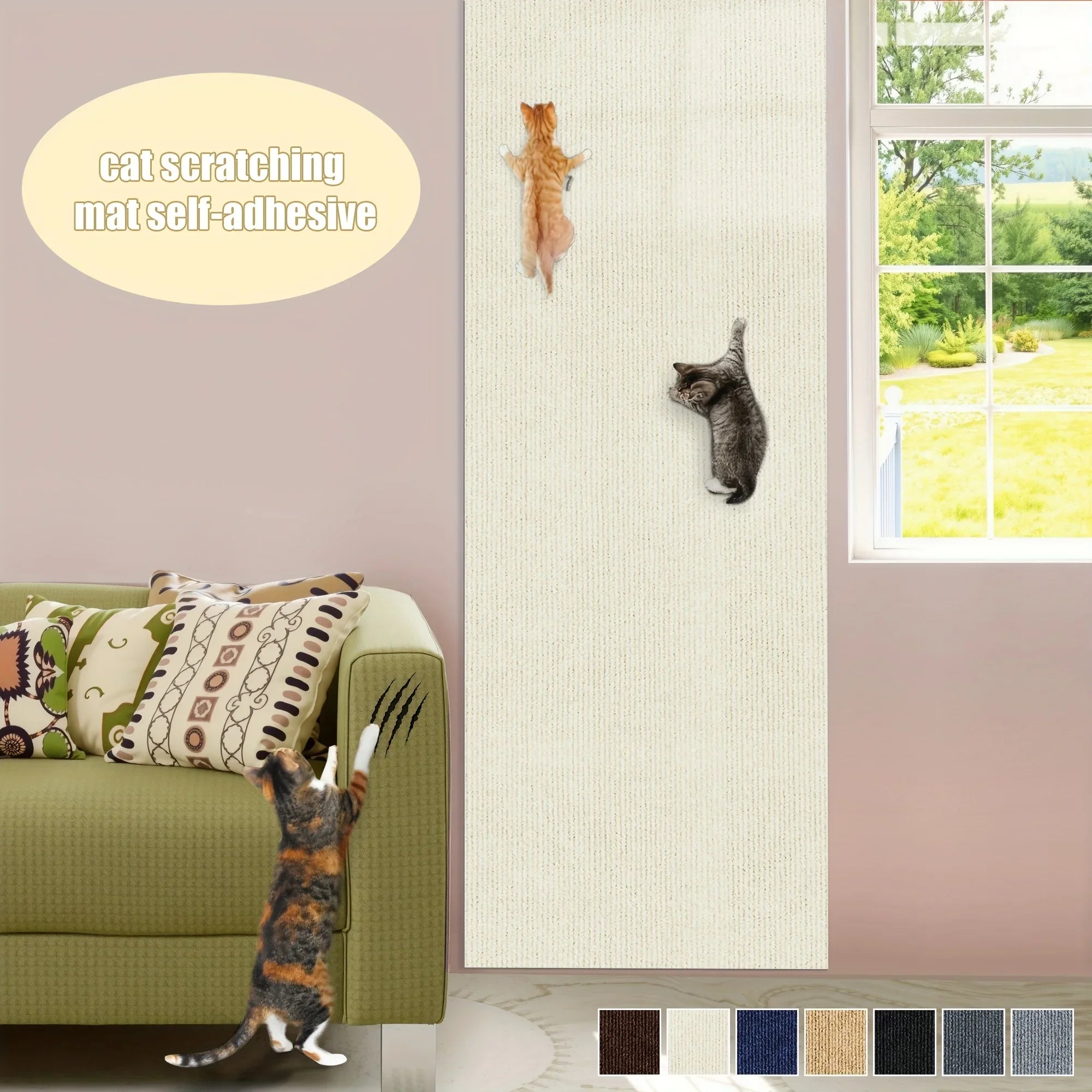 Trimmable Cat Scratch Mat Self-Adhesive Cats Scratch Carpet Anti Cat Scratcher Furniture Couch Corner Indoor Sofa Wall Protector