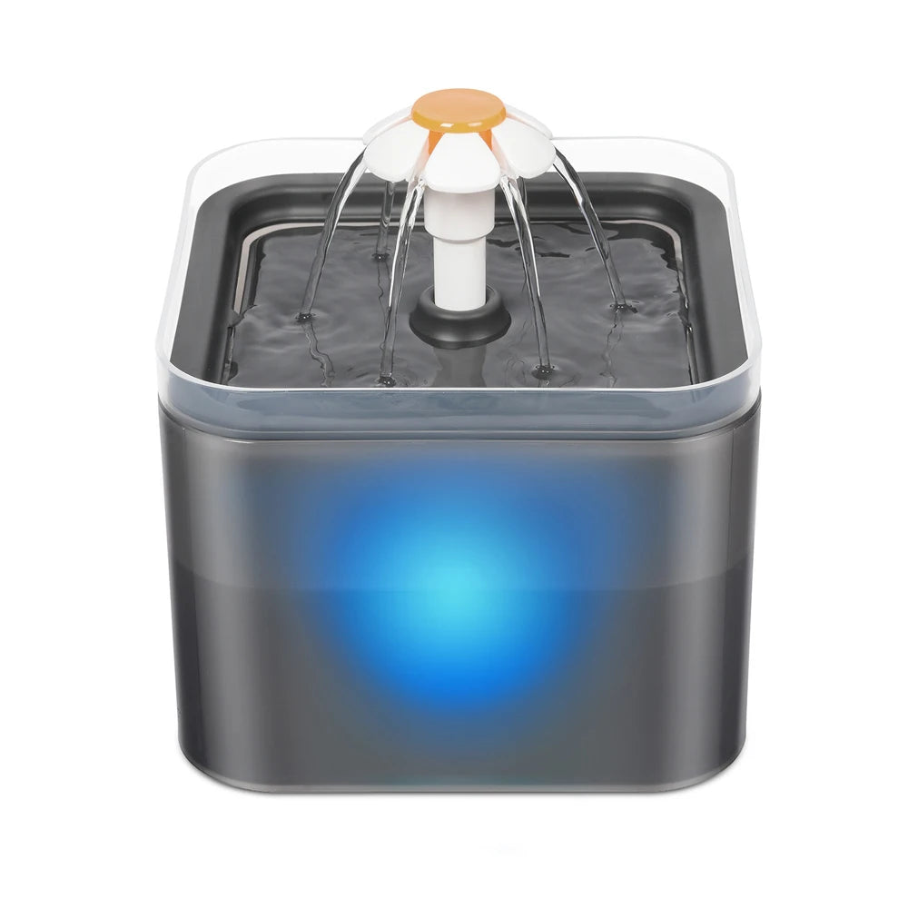 2L Automatic Cats and Dogs Water Fountain with LED Lighting USB Pet Water Dispenser with Recirculate Filtring for Pet Feeder