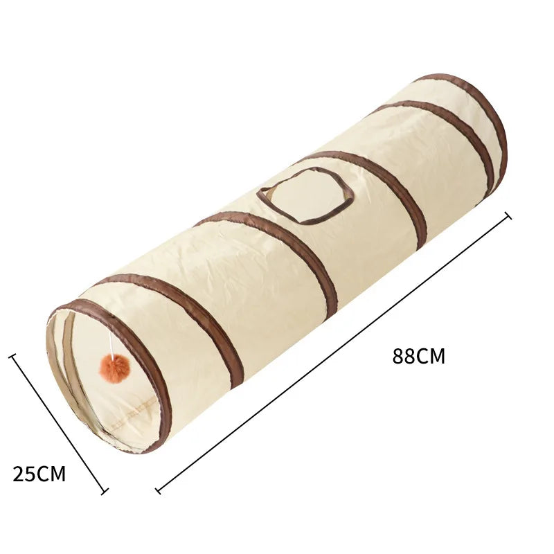 Foldable Easy-to-Store All-in-One Cat Play Tunnel - Striped Interactive Toy for Fun and Exploration Kitten Toy Cat Play Tunnels