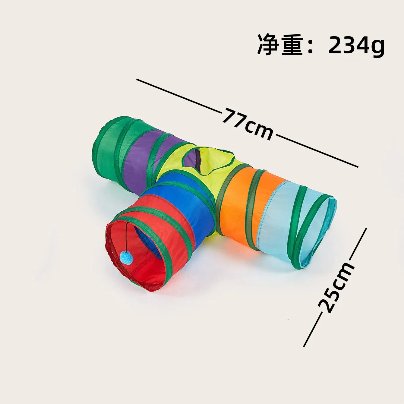 Foldable Easy-to-Store All-in-One Cat Play Tunnel - Striped Interactive Toy for Fun and Exploration Kitten Toy Cat Play Tunnels