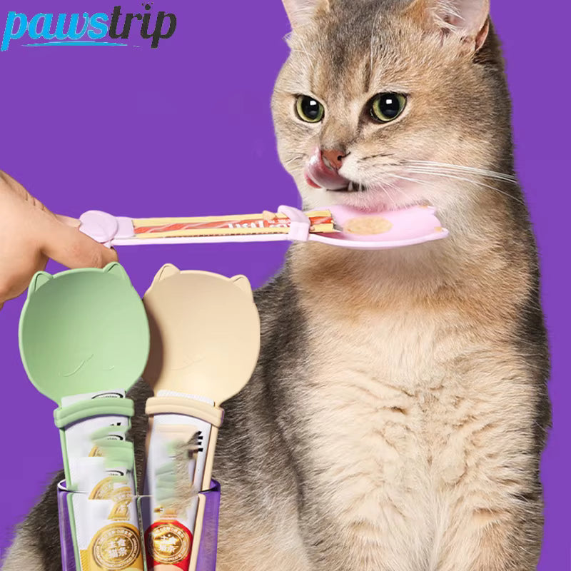 2PCs Cat Strip Squeeze Spoon Cat Strip Feeder for Lickable Wet Cat Treats Pet Liquid Snack Feeding Tool Cat Feeder Pet Supplies