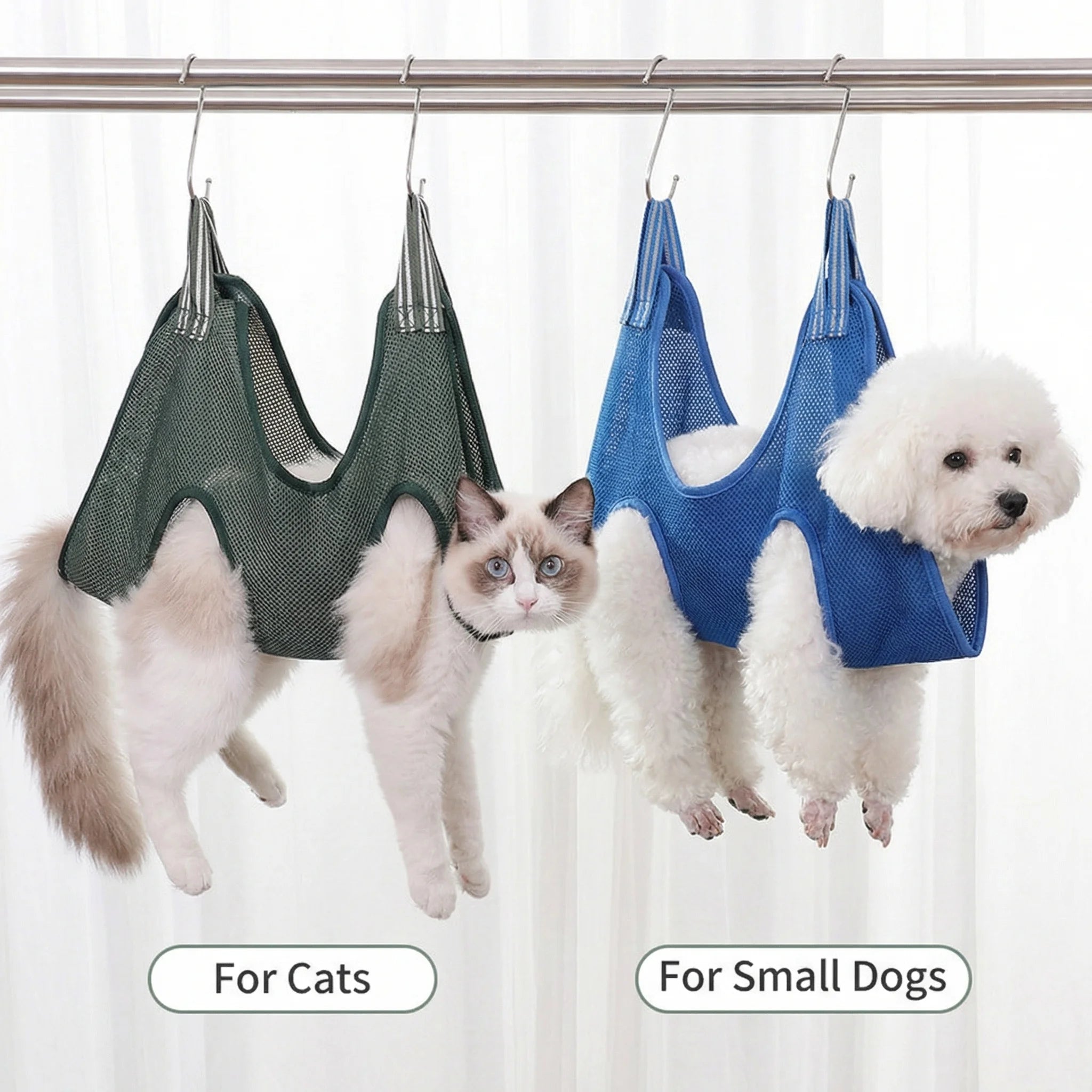 Cats Grooming Hammock Cat Dog Nail Trimming Restraint Bag Anti-Scratch Sling for Small Medium Dogs Adjustable Hanging Helper