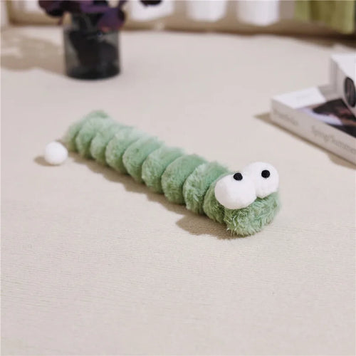 Cat Plush Chew Toy Soft Bite Stick Catnip Kitten Toy Cushion Caterpillar Cat Pillow Teaser Stick Interactive Cat Toy Supplies