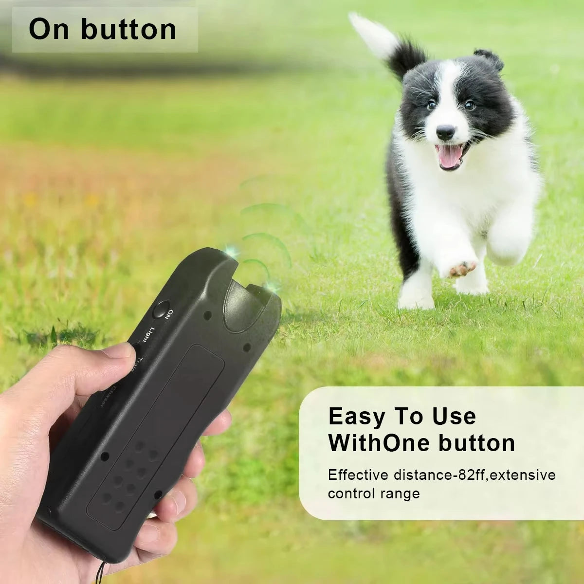 Ultrasonic Dog Repeller Anti-barking Device Pet Training Outdoor Deterrent Portable Chaser with LED Repels Cats & Dogs