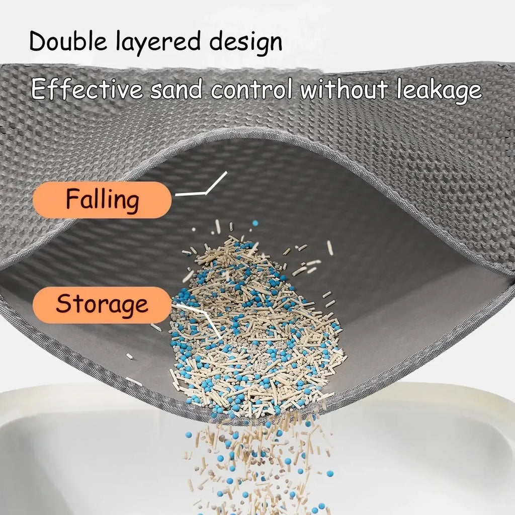 Double-layer large cat litter mat, an anti-splash mat for cat litter boxes, a filtering mat and sand leakage mat, a cat product