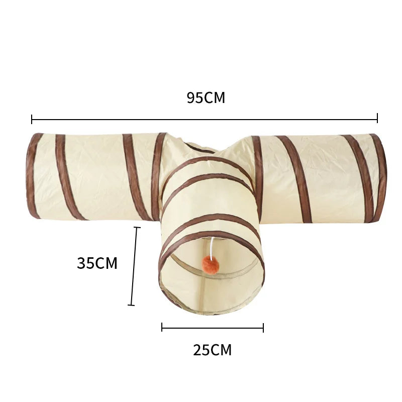 Foldable Easy-to-Store All-in-One Cat Play Tunnel - Striped Interactive Toy for Fun and Exploration Kitten Toy Cat Play Tunnels