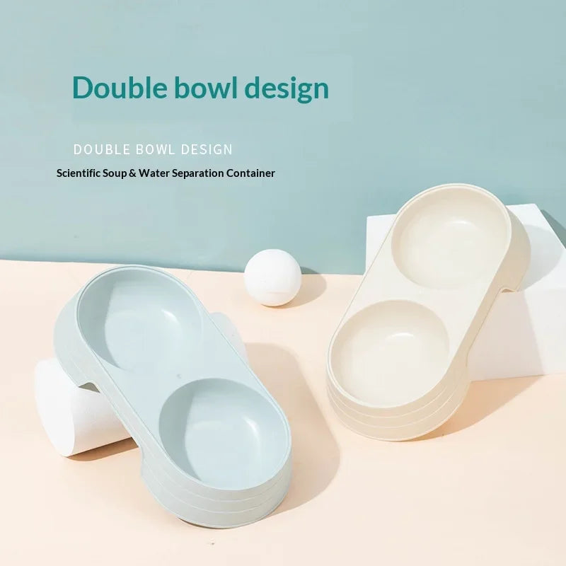 Environmentally friendly and durable pet double bowl anti slip base universal drinking and eating double bowl supplies for pets