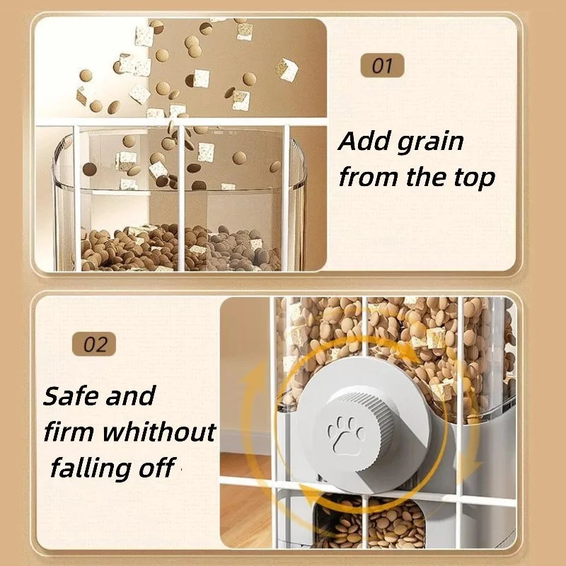 New Hanging Automatic Pet Food Feeder/Water Dispenser, Gravity Cat Auto Feeder Waterer Set with Container Bowl for Cage