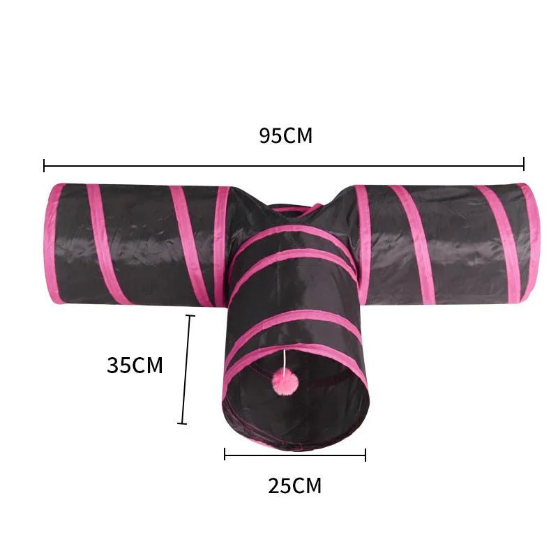 Foldable Easy-to-Store All-in-One Cat Play Tunnel - Striped Interactive Toy for Fun and Exploration Kitten Toy Cat Play Tunnels