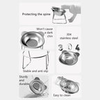‌304 Stainless Steel Raised Cat Bowl with 15° Elevated Design Tilted Neck Guard Healthy Feeding Shatterproof for Cats Puppies