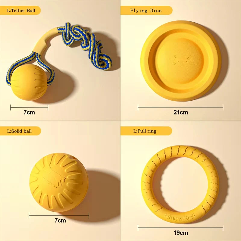 EVA Durable Dog Toys 4 Pack Flying Disc + Ball + Tug Rope for Puppy&Adult Dogs Chew-Proof Teeth Cleaning Set（2024 Best Seller）