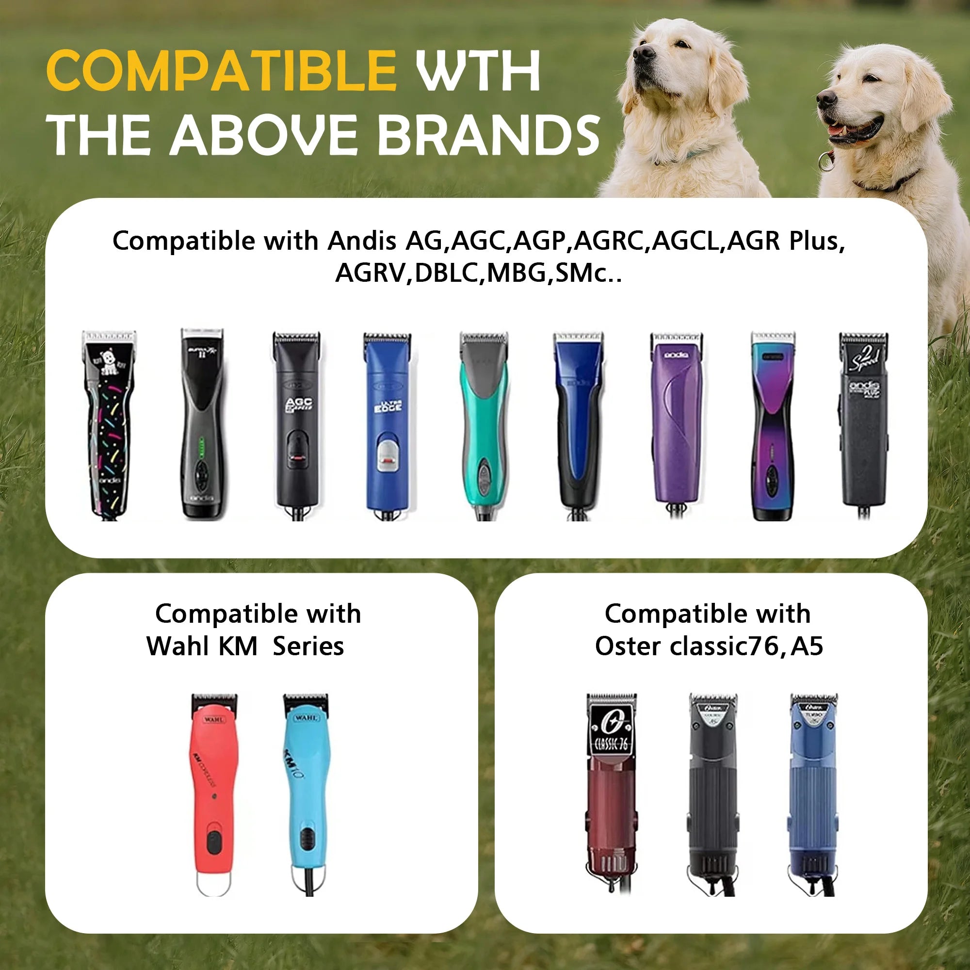 Dog Grooming Clipper Replacement Blades Compatible with Andis Pet Clipper/Oster-A5/Wahl KM-10 Series Dog Clipper