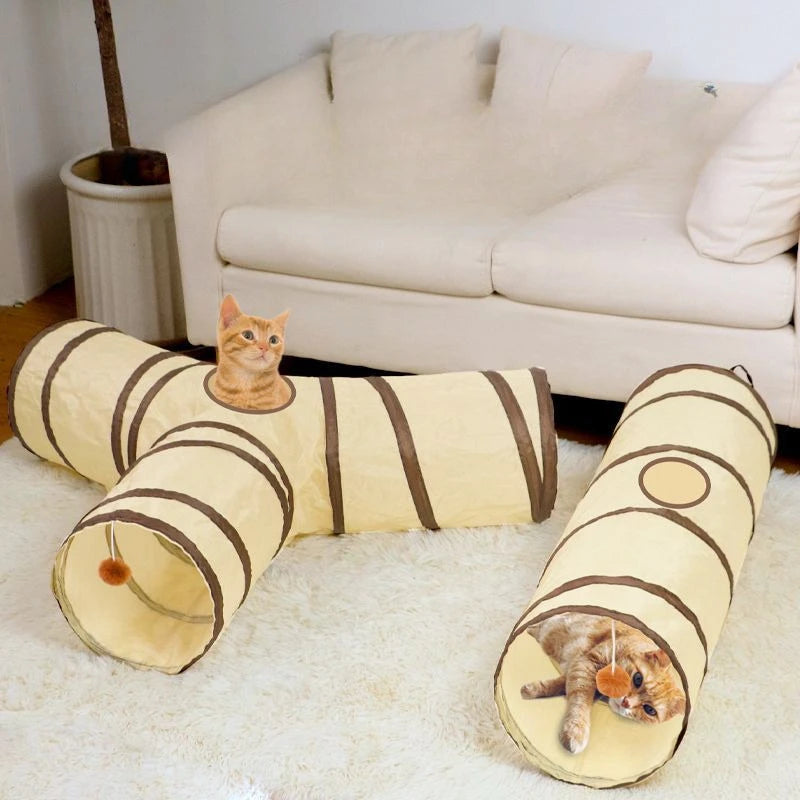 Foldable Easy-to-Store All-in-One Cat Play Tunnel - Striped Interactive Toy for Fun and Exploration Kitten Toy Cat Play Tunnels