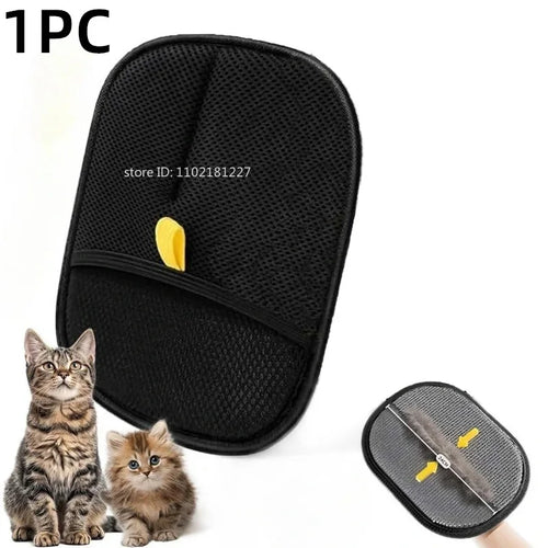 Pet Hair Removal Set Tool Reusable Static Removal Gloves Double-Sided Grooming Gloves Remove Dog Cat Fur Hair for Carpets Sofa