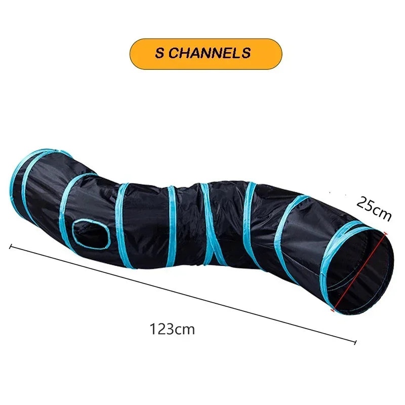 Foldable Easy-to-Store All-in-One Cat Play Tunnel - Striped Interactive Toy for Fun and Exploration Kitten Toy Cat Play Tunnels