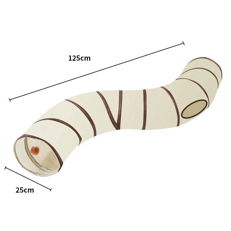 Foldable Easy-to-Store All-in-One Cat Play Tunnel - Striped Interactive Toy for Fun and Exploration Kitten Toy Cat Play Tunnels