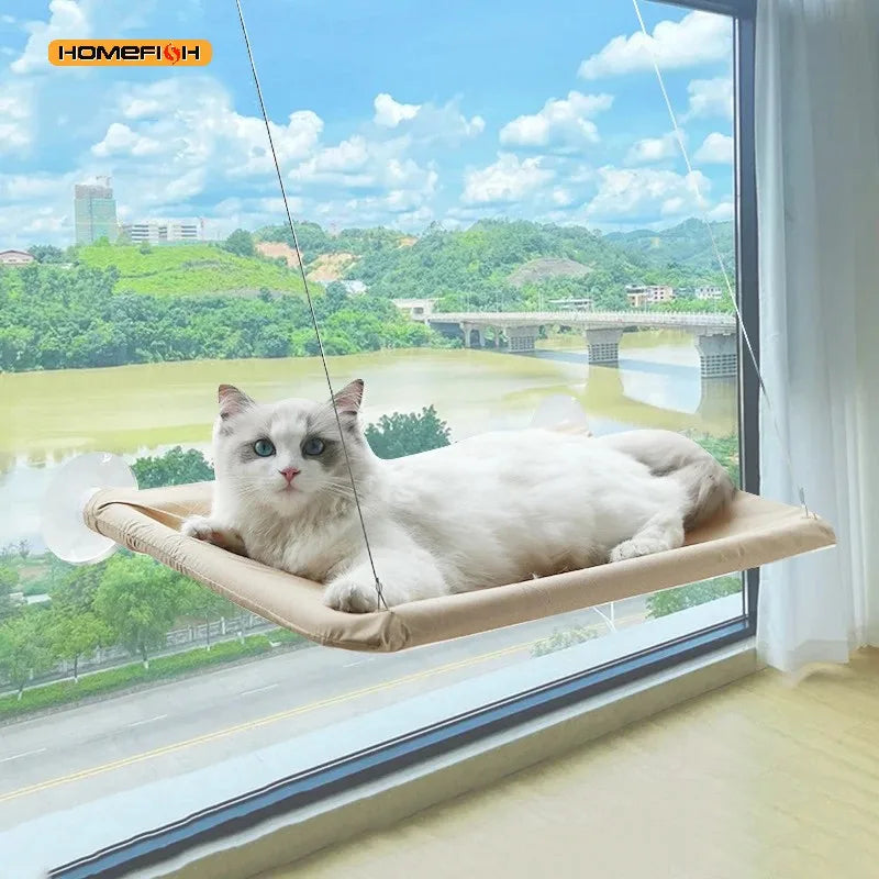 Ultra-Soft Cat Window Hammock Cloud Like Cozy Bed For Napping-Secure Mounting Space Saving Ideal For Enjoying Scenery